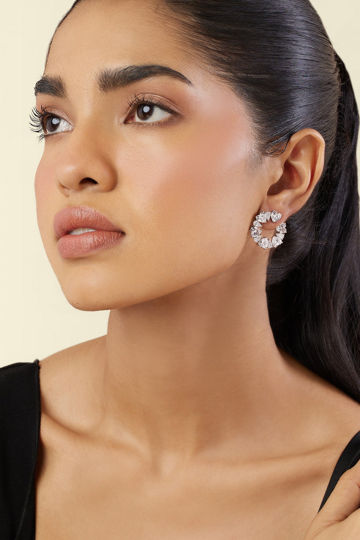 Isharya Silver Halo Studs In Rhodium Plating indian designer wear online shopping melange singapore 