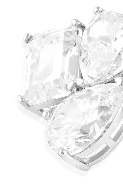 Isharya Silver Luxe Geometric Studs In Rhodium Plating indian designer wear online shopping melange singapore 
