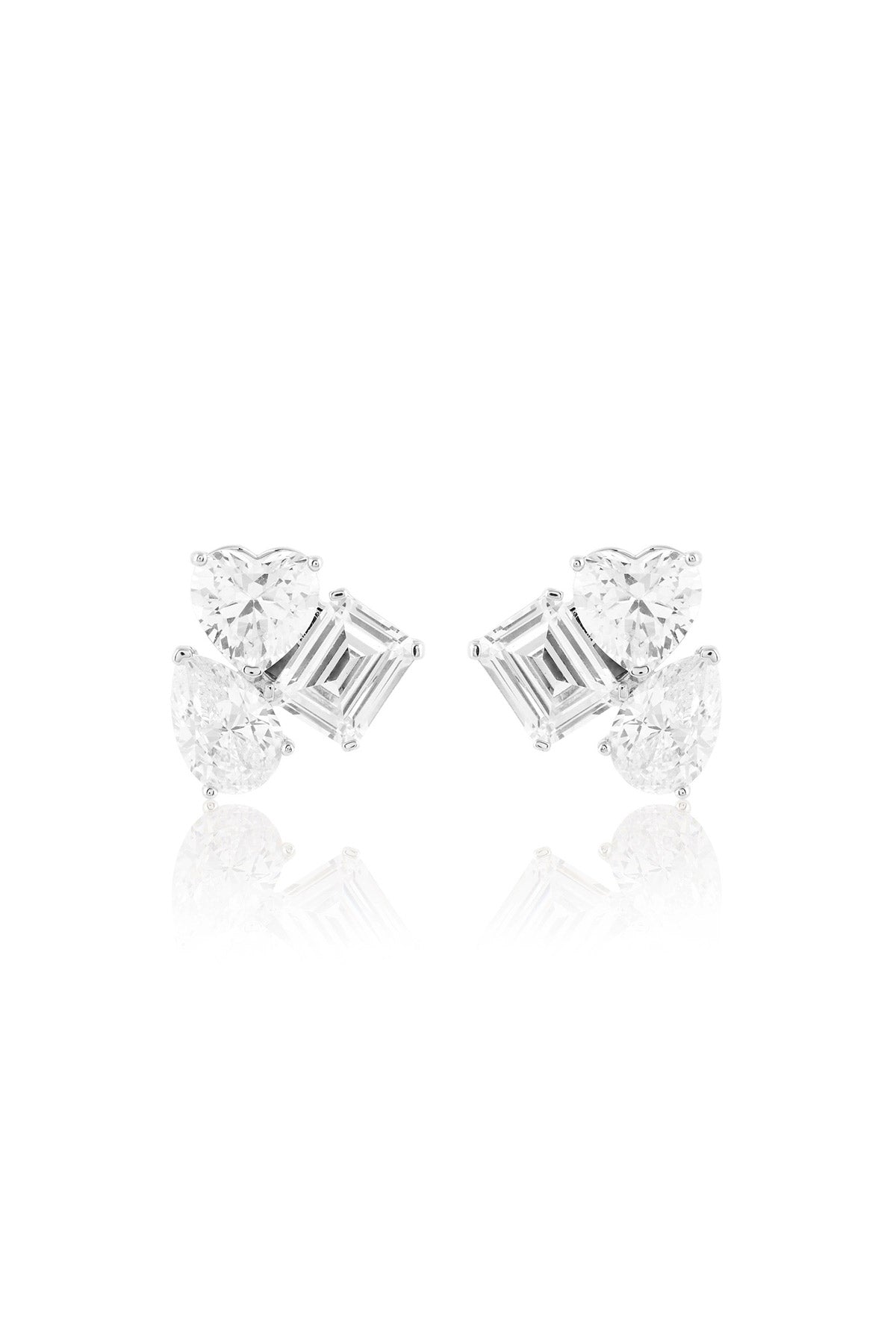 Isharya Silver Luxe Geometric Studs In Rhodium Plating indian designer wear online shopping melange singapore 
