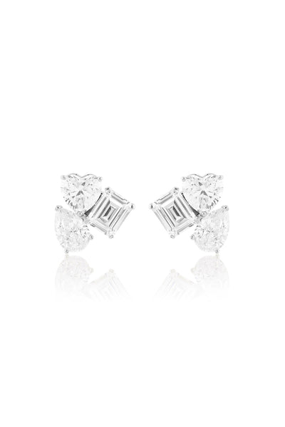 Isharya Silver Luxe Geometric Studs In Rhodium Plating indian designer wear online shopping melange singapore 
