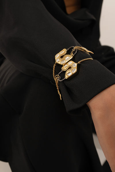 Isharya Snatched Lock & Key Bracelet In 18kt Gold & Rhodium Plated jewellery indian designer wear online shopping melange singapore