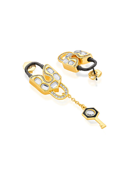 Isharya Snatched Lock & Key Earrings In 18kt Gold Plated jewellery indian designer wear online shopping melange singapore