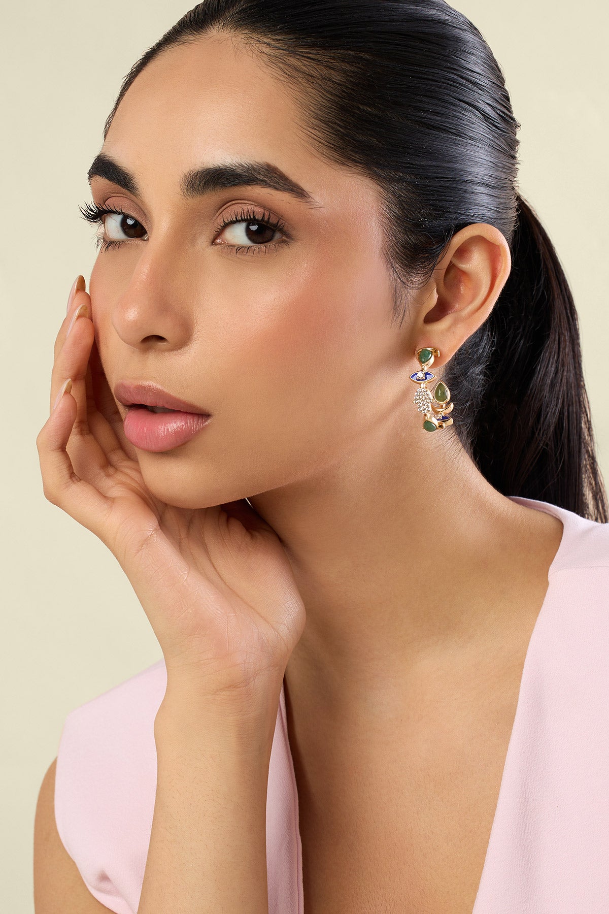 Isharya Soul Shield Dangler Earrings In 18kt Gold Plated indian designer wear online shopping melange singapore 