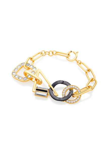 Isharya Stan Abstract Link Bracelet In 18kt Gold & Rhodium Plated jewellery indian designer wear online shopping melange singapore