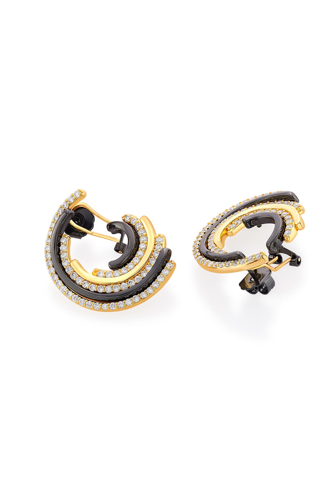 Isharya Stan Arc Earrings In 18kt Gold & Rhodium Plated jewellery indian designer wear online shopping melange singapore