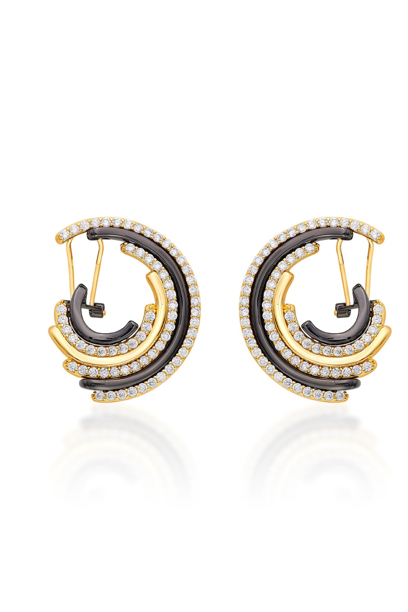 Isharya Stan Arc Earrings In 18kt Gold & Rhodium Plated jewellery indian designer wear online shopping melange singapore