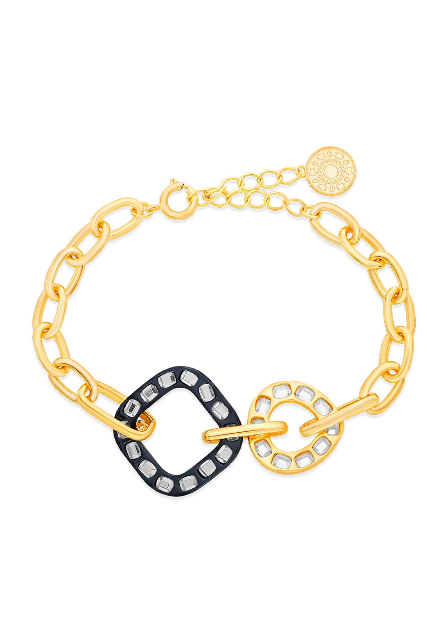 Isharya Stan Geometry Link Bracelet In 18kt Gold & Rhodium Plated jewellery indian designer wear online shopping melange singapore