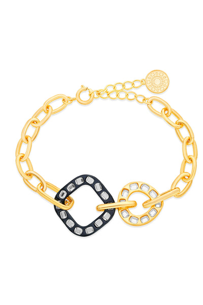 Isharya Stan Geometry Link Bracelet In 18kt Gold & Rhodium Plated jewellery indian designer wear online shopping melange singapore