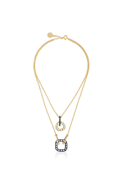 Isharya Stan Layered Necklace In 18kt Gold & Rhodium Plated jewellery indian designer wear online shopping melange singapore