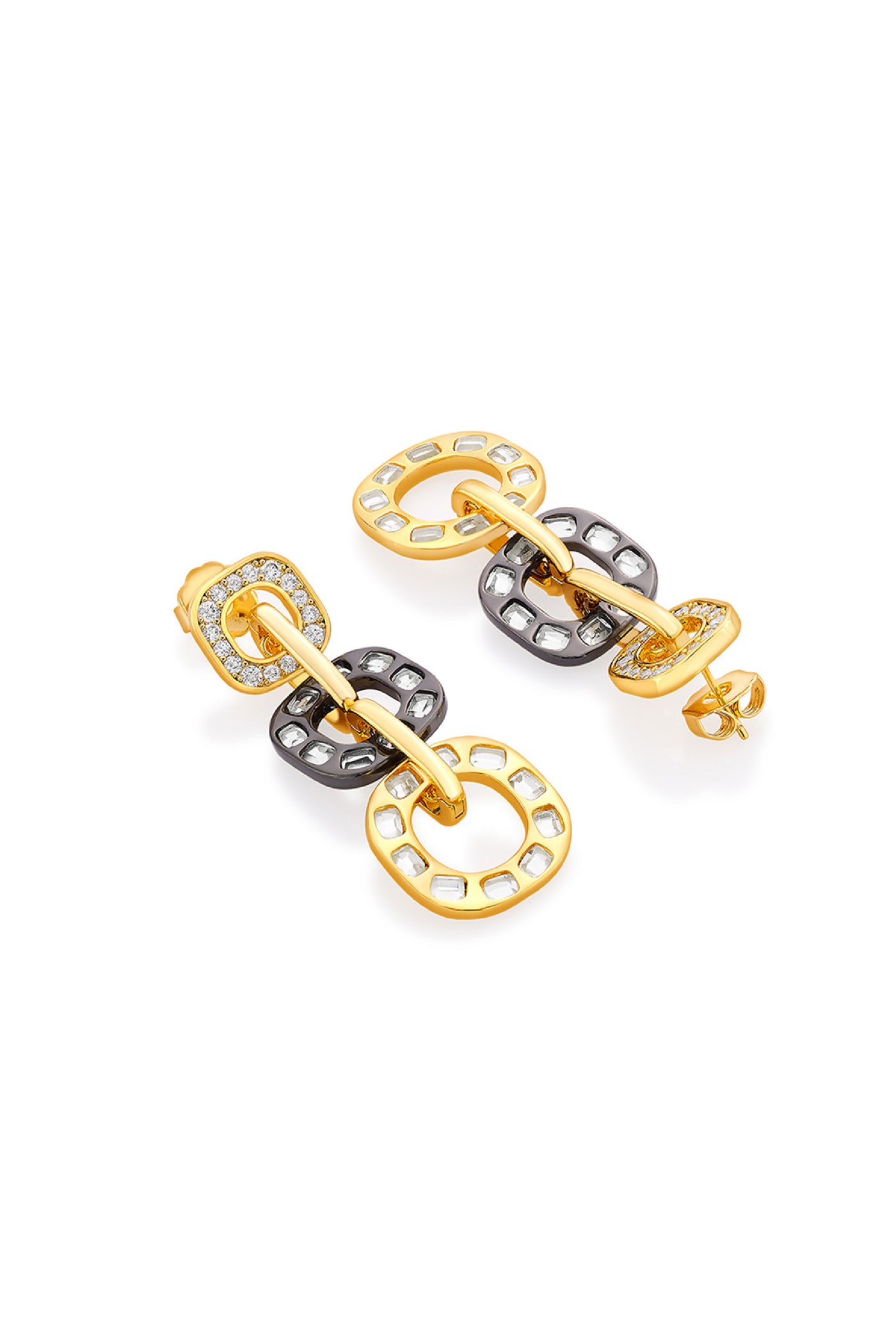 Isharya Stan Long Earrings In 18kt Gold & Rhodium Platedd jewellery indian designer wear online shopping melange singapore