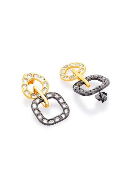 Isharya Stan Mismatched Earrings In 18kt Gold & Rhodium Plated jewellery indian designer wear online shopping melange singapore
