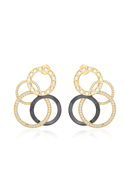 Isharya Stan Multi Circle Earrings In 18kt Gold & Rhodium Plated jewellery indian designer wear online shopping melange singapore