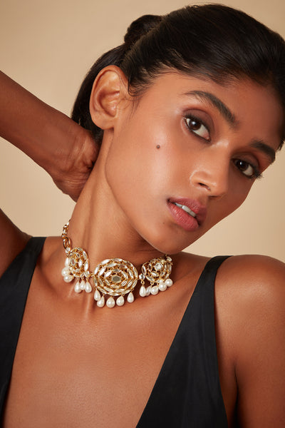 Isharya Statement Cluster and Pearl Choker indian designer wear online shopping melange singapore