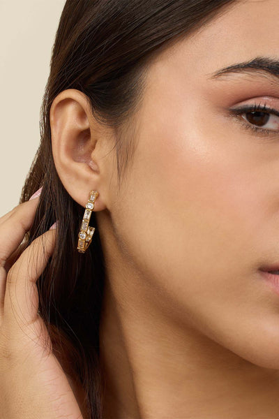 Isharya Summer Crystal Hoops In 18Kt Gold Plated indian designer wear online shopping melange singapore 