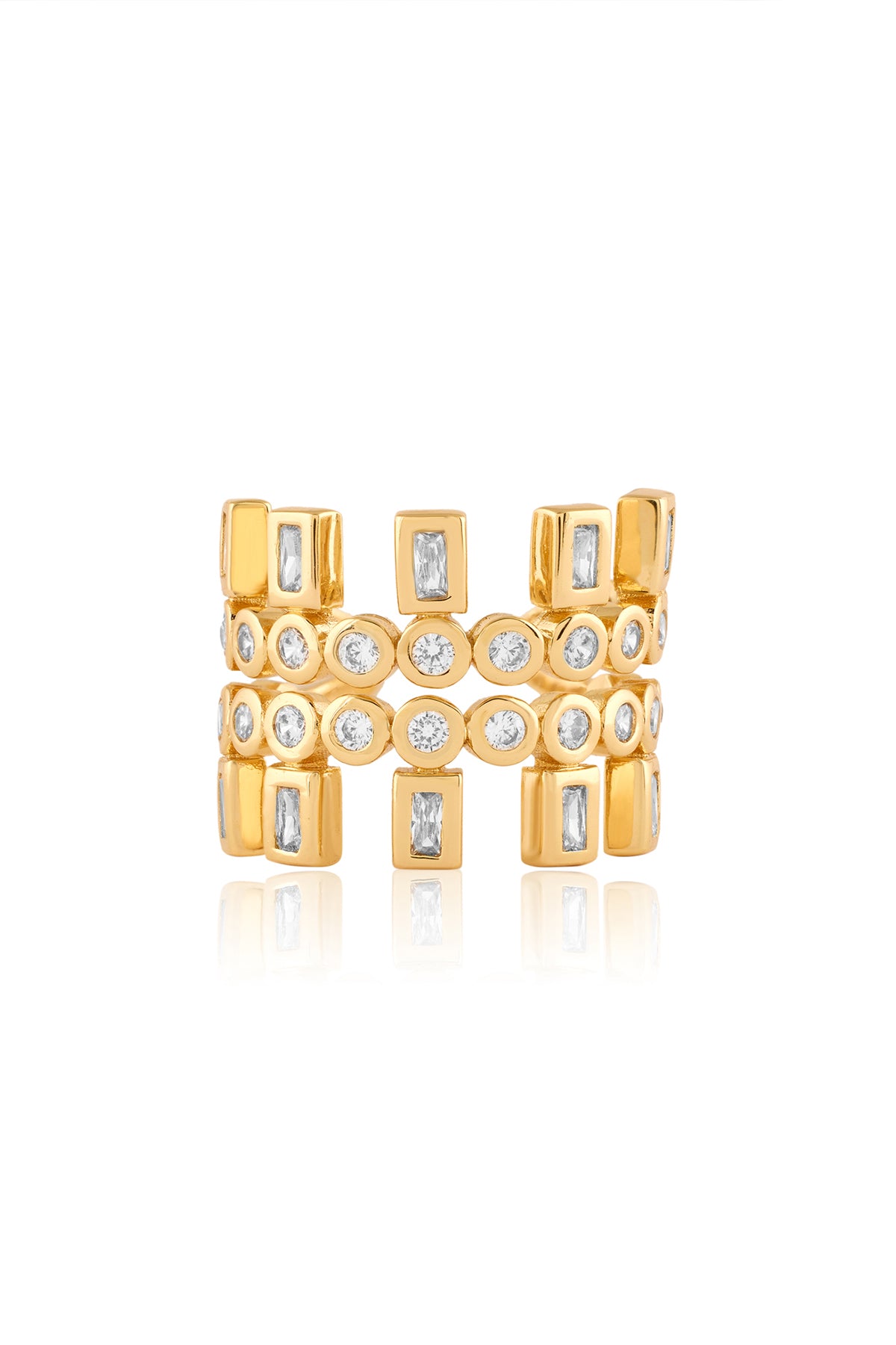 Isharya Summer Crystal Statement Ring In 18Kt Gold Plated indian designer wear online shopping melange singapore 