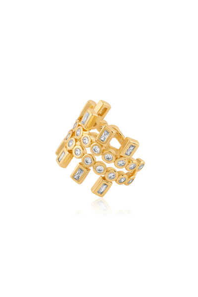 Isharya Summer Crystal Statement Ring In 18Kt Gold Plated indian designer wear online shopping melange singapore 