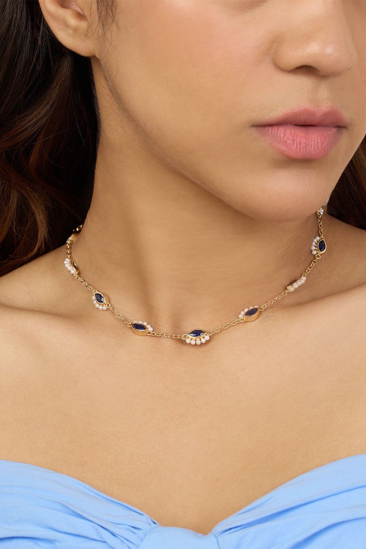 Isharya Summer Eyes Choker Necklace In 18Kt Gold Plated indian designer wear online shopping melange singapore 