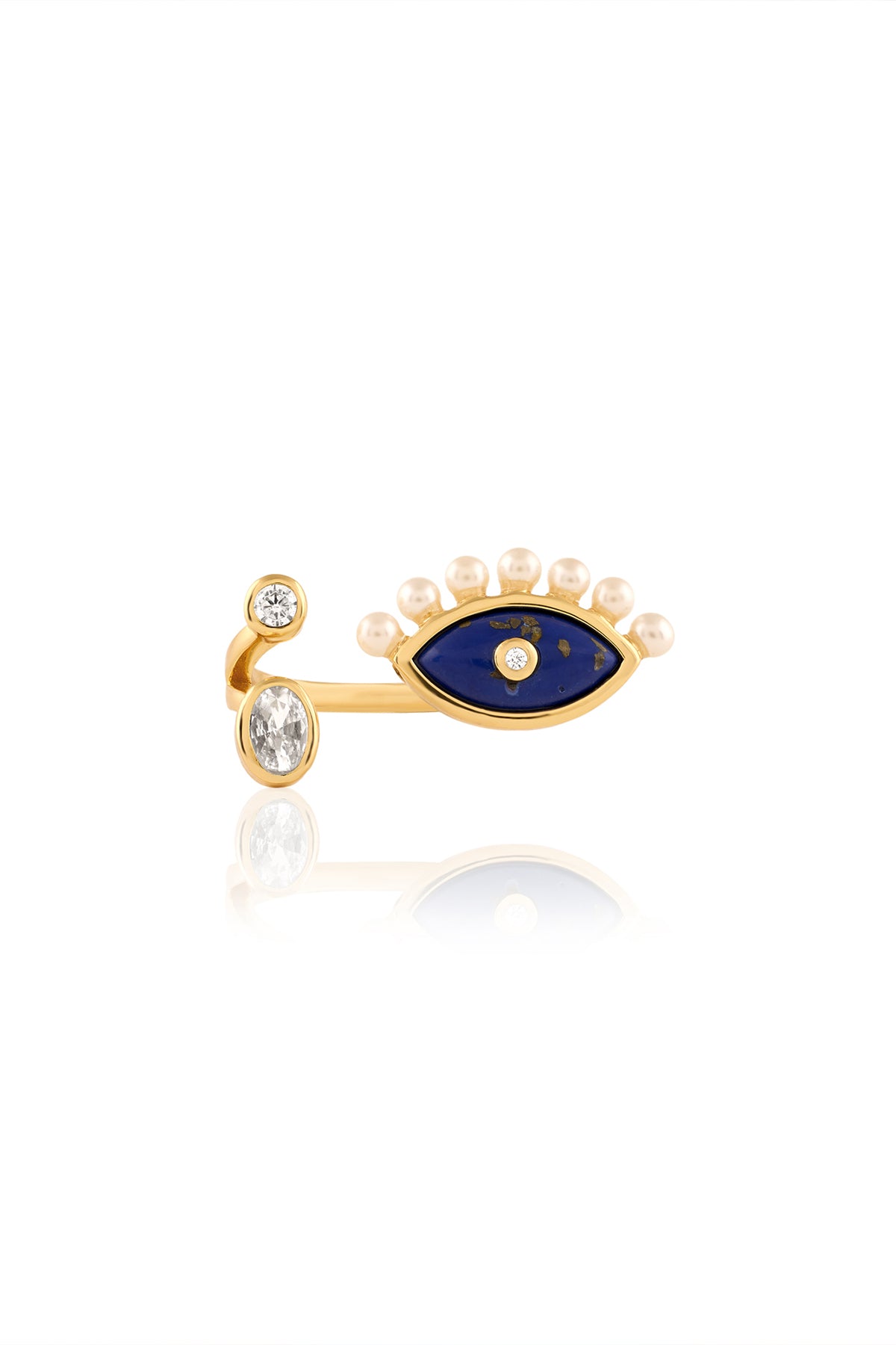 Isharya Summer Eyes Two-Head Ring In 18Kt Gold Plated indian designer wear online shopping melange singapore 