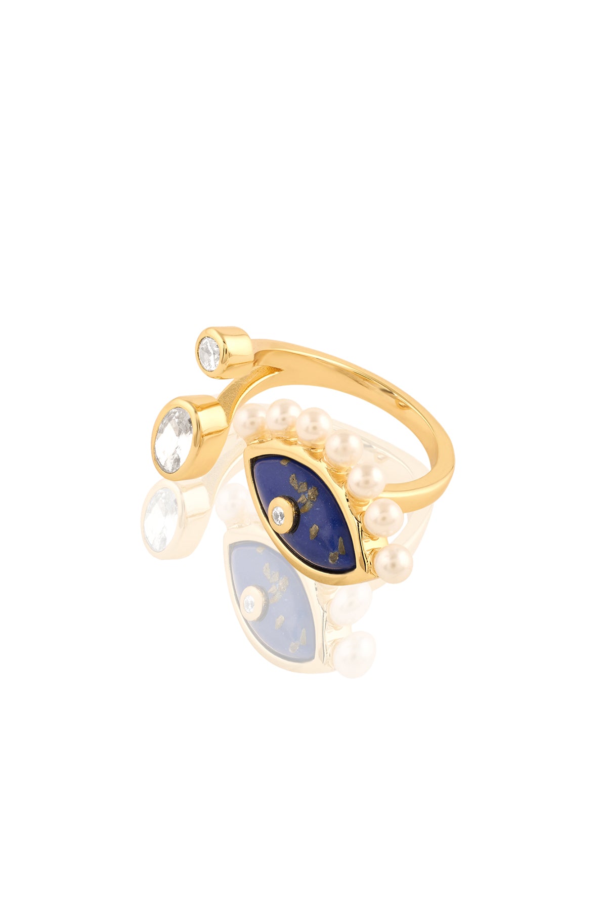Isharya Summer Eyes Two-Head Ring In 18Kt Gold Plated indian designer wear online shopping melange singapore 