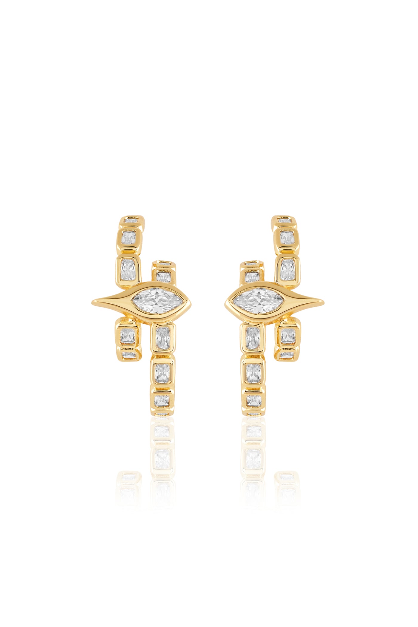 Isharya Tennis Eye Double Hoops In 18Kt Gold Plated indian designer wear online shopping melange singapore