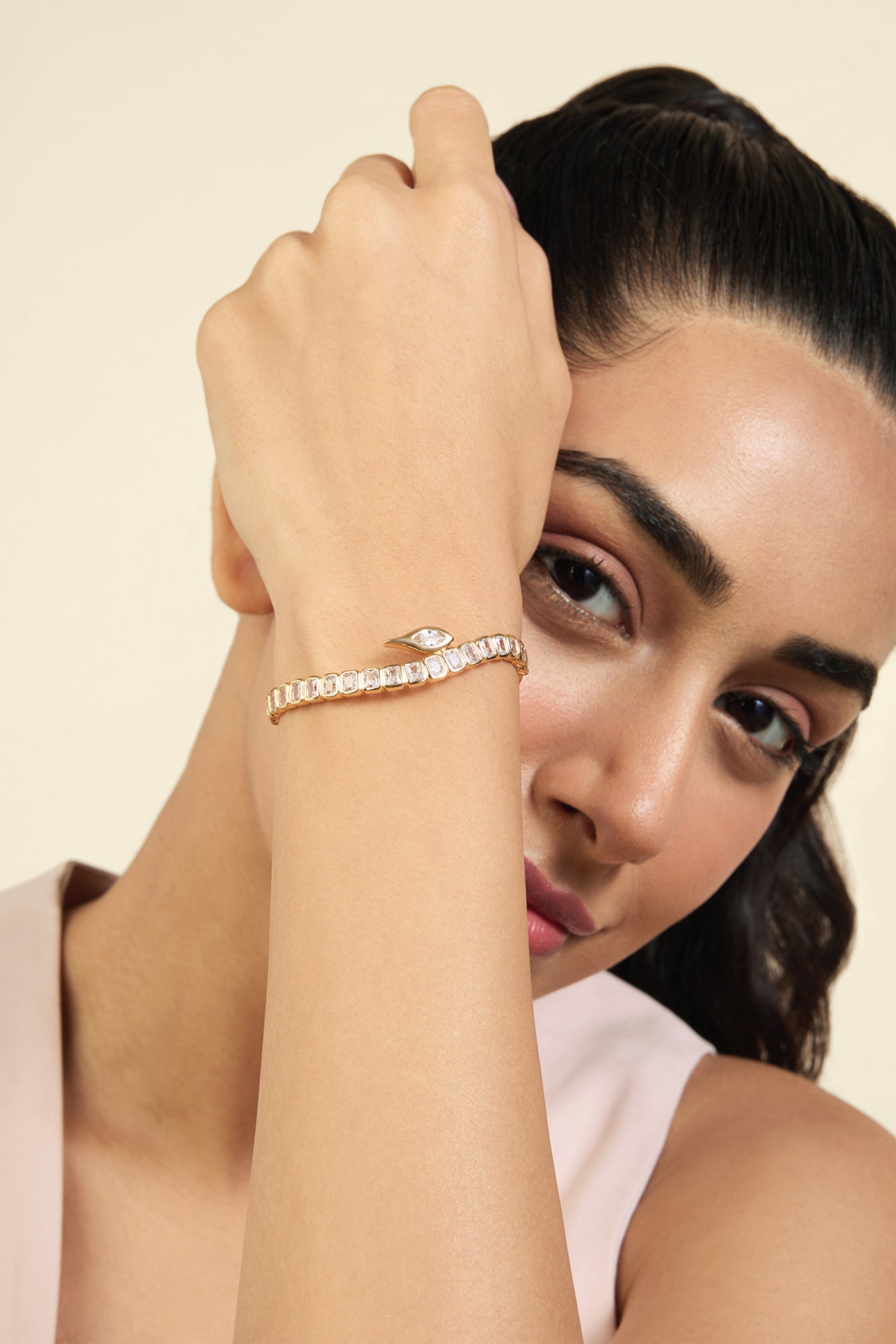 Isharya Tennis Girlie Back Open Cuff In 18Kt Gold Plated indian designer wear online shopping melange singapore
