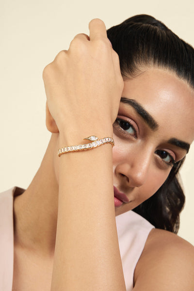 Isharya Tennis Girlie Back Open Cuff In 18Kt Gold Plated indian designer wear online shopping melange singapore