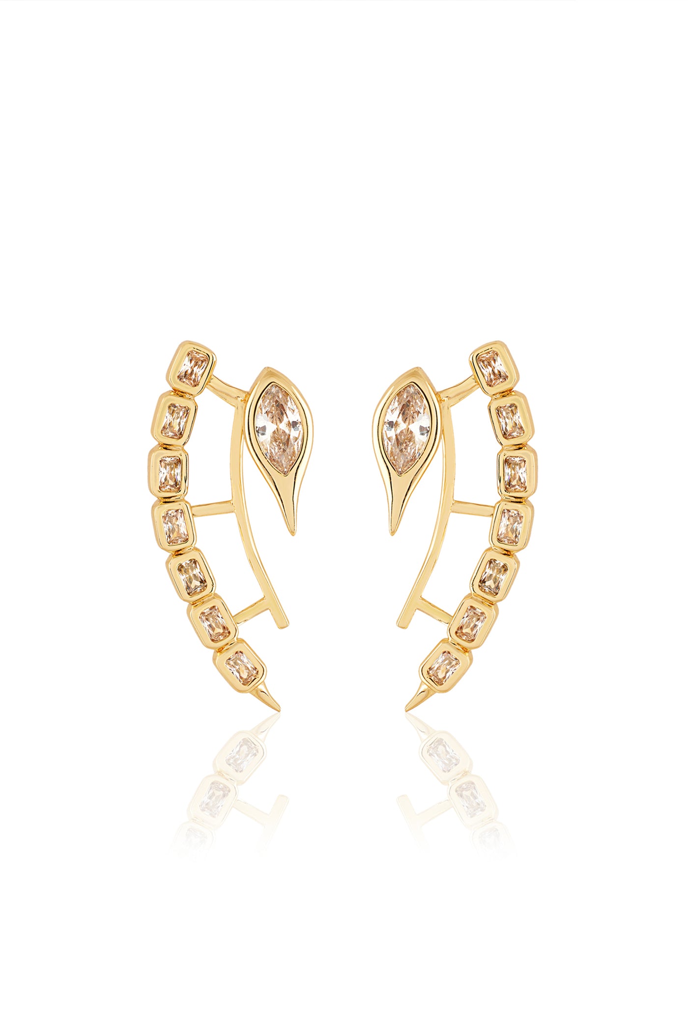 Isharya Tenniscore CZ Front Back Earrings In 18Kt Gold Plated indian designer wear online shopping melange singapore