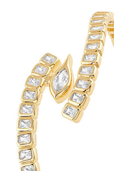 Isharya Tenniscore Swirl Hinge Cuff In 18Kt Gold Plated indian designer wear online shopping melange singapore