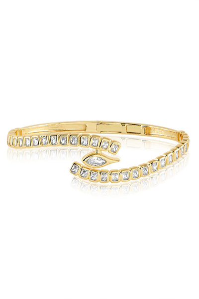 Isharya Tenniscore Swirl Hinge Cuff In 18Kt Gold Plated indian designer wear online shopping melange singapore