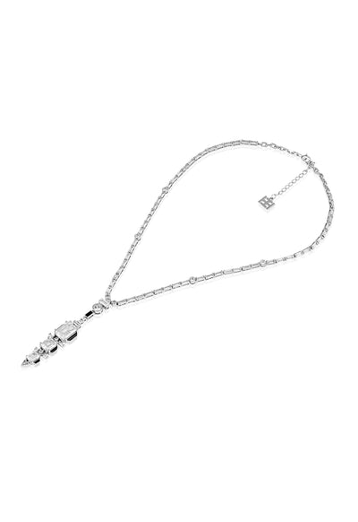 Isharya Three Tier Diamond Lariat In Rhodium Plating indian designer wear online shopping melange singapore