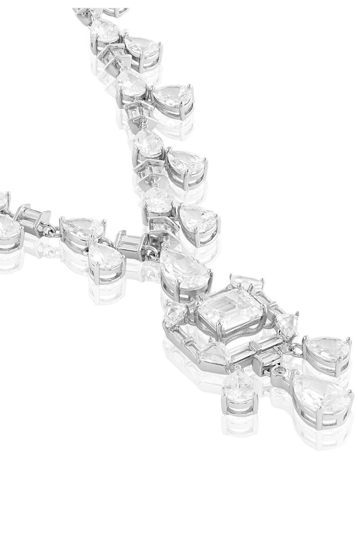 Isharya Timeless Elegance Long Necklace In Rhodium Plating indian designer wear online shopping melange singapore 