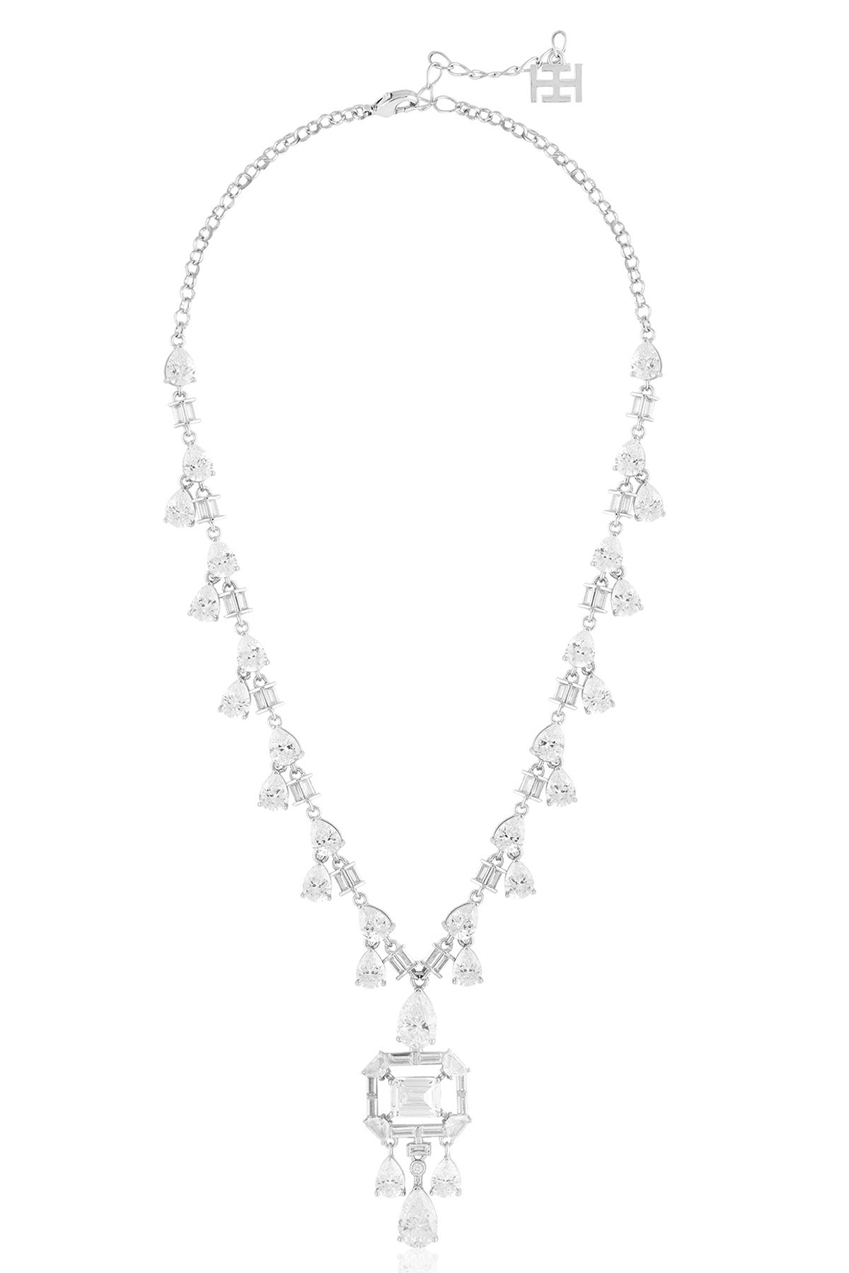 Isharya Timeless Elegance Long Necklace In Rhodium Plating indian designer wear online shopping melange singapore 