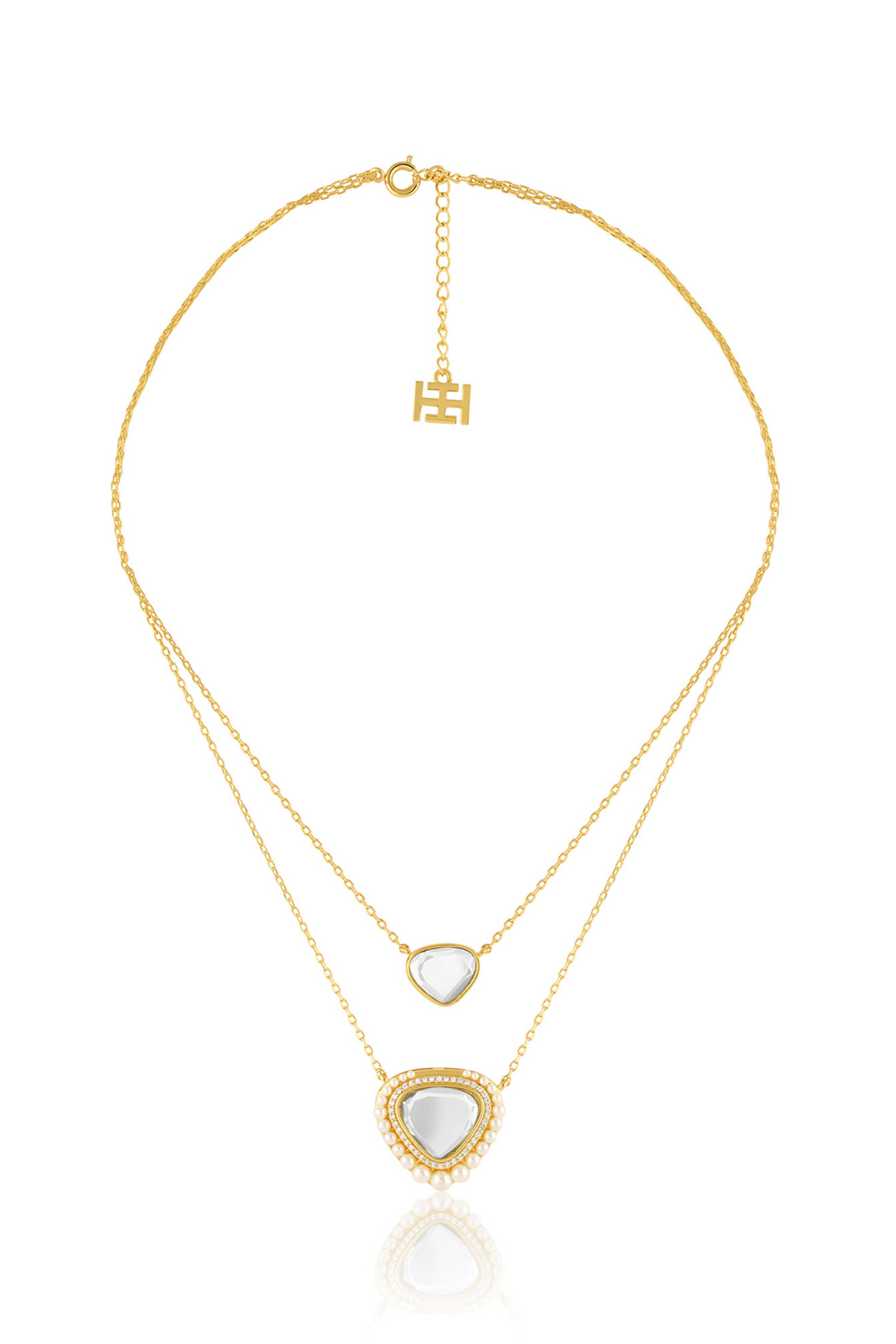 Trikone Layered Necklace In 18Kt Gold Plated Indian Designer Wear Isharya Online Shopping Melange Singapore