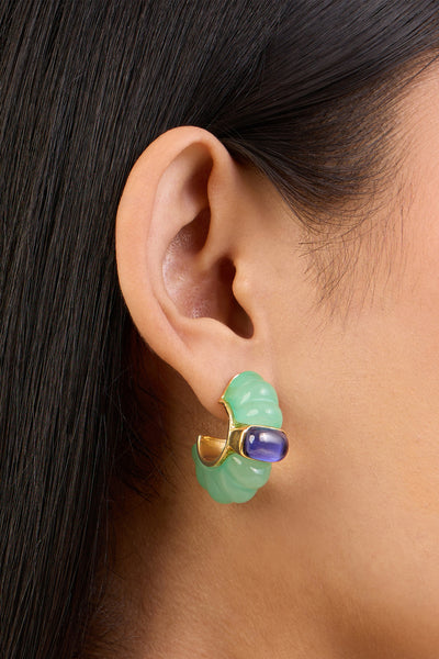 Isharya True Blue Hoops In 18kt Gold Plated indian designer wear online shopping melange singapore