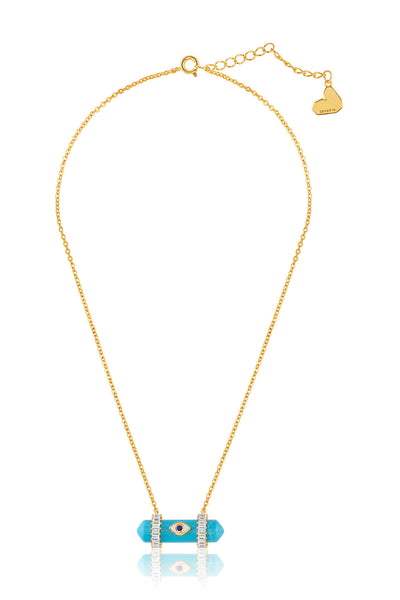 Isharya Turquoise Pendant Necklace In 18kt Gold Plated indian designer wear online shopping melange singapore 
