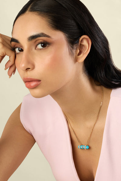 Isharya Turquoise Pendant Necklace In 18kt Gold Plated indian designer wear online shopping melange singapore 
