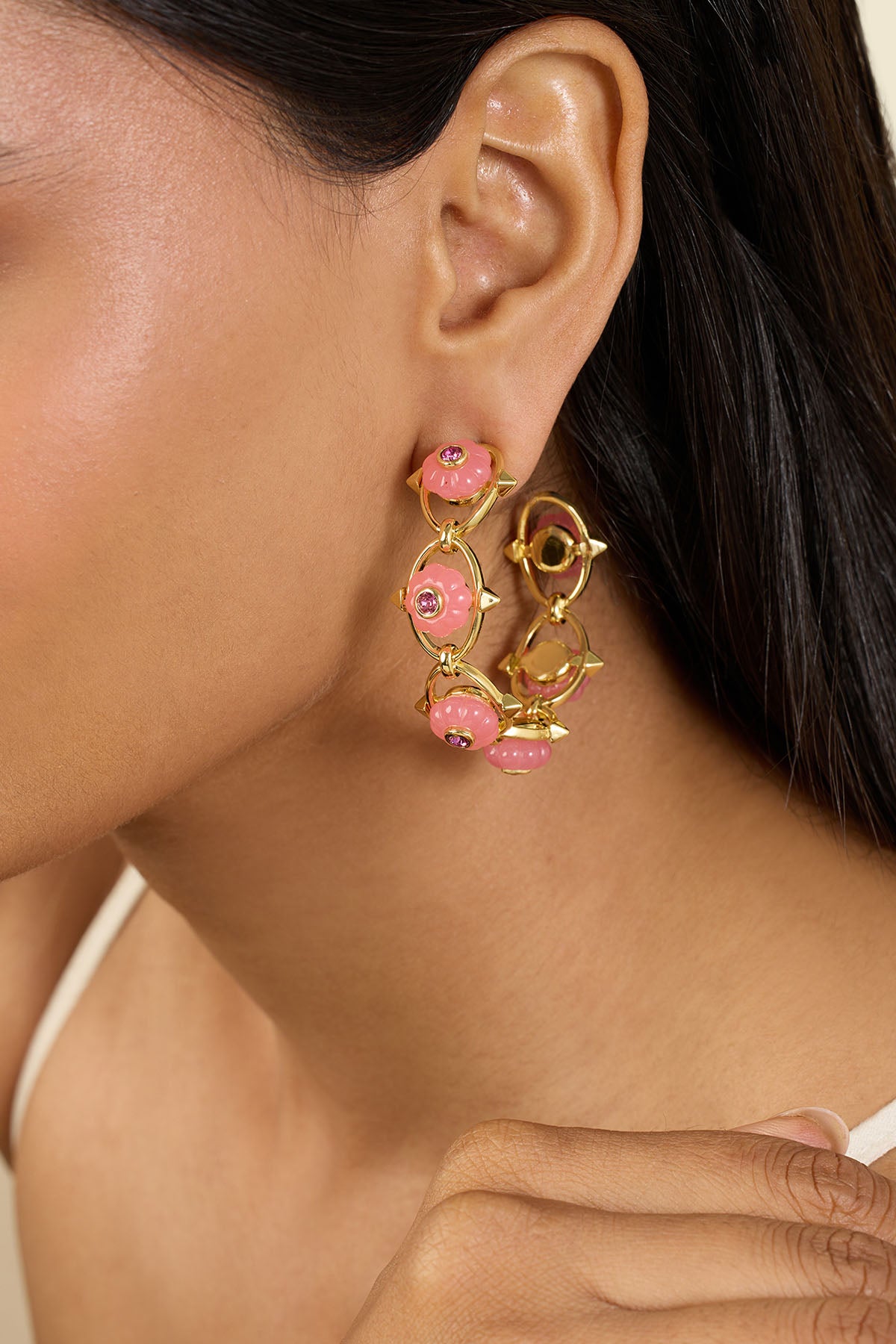 Isharya Twilight Bloom Hoop Earrings 18Kt Gold Plated indian designer wear online shopping melange singapore 