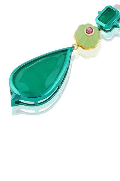 Isharya Verdant Whimsy Dangler Earrings In Green Plating Front