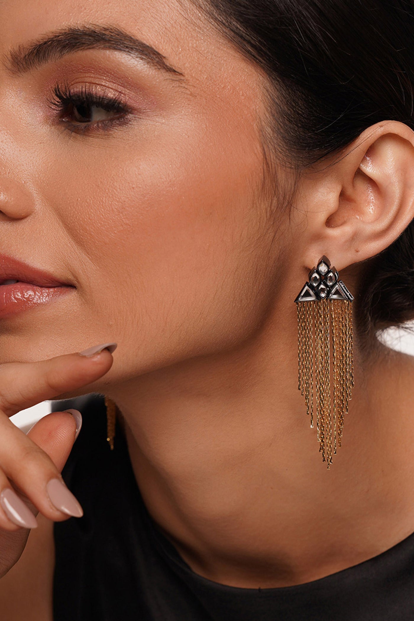 Isharya Very Varq Fringe Earrings In 18Kt Gold Plated jewellery indian designer wear online shopping melange singapore