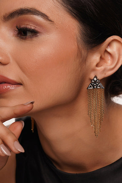 Isharya Very Varq Fringe Earrings In 18Kt Gold Plated jewellery indian designer wear online shopping melange singapore