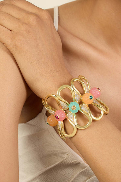 Isharya Whimsical Bloom Cuff 18Kt Gold Plated indian designer wear online shopping melange singapore 