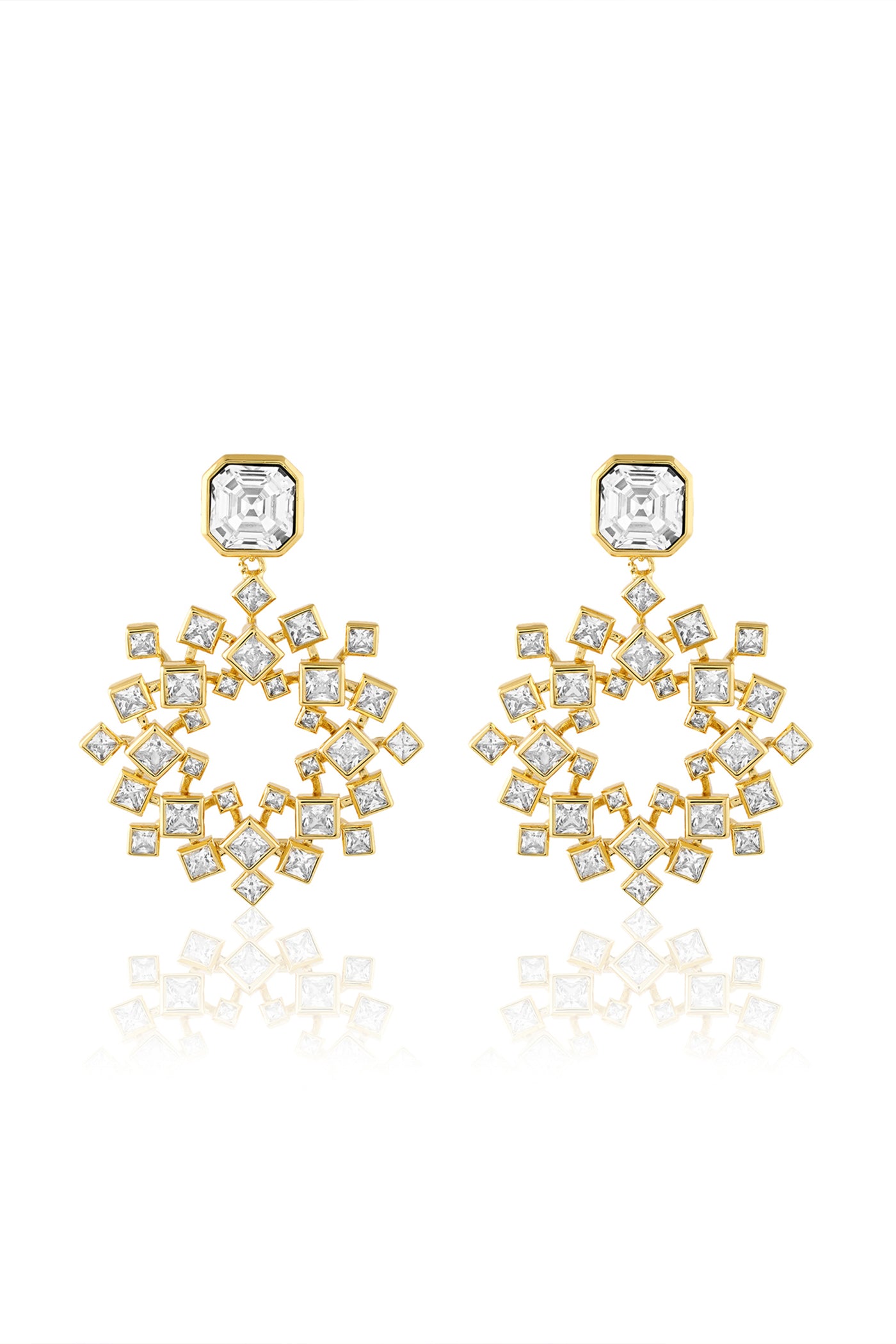 Isharya White Cosmic Flair Earrings In 18Kt Gold Plated indian designer wear online shopping melange singapore