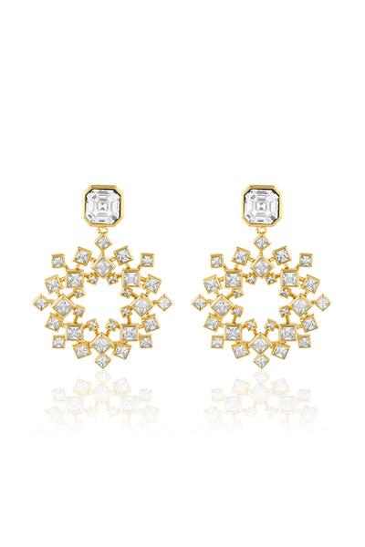 Isharya White Cosmic Flair Earrings In 18Kt Gold Plated indian designer wear online shopping melange singapore