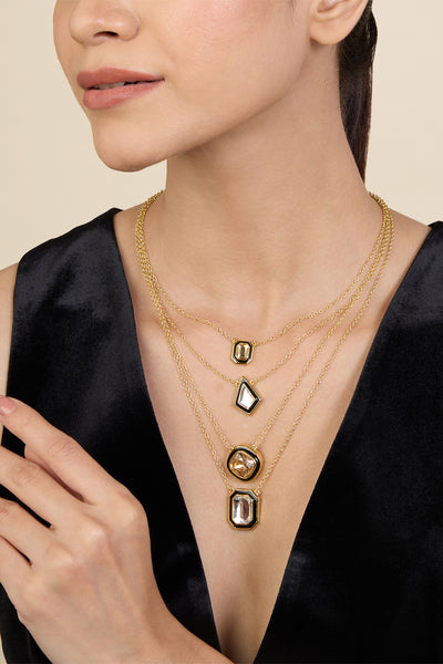 Isharya White Gold Metaverse Four Layered Necklace In 18Kt Gold Plated indian designer wear online shopping melange singapore