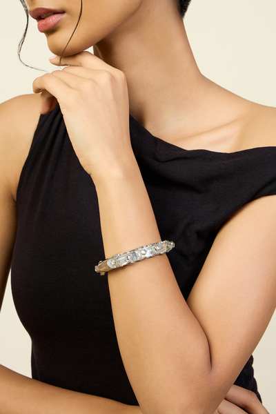 White Mirror Boondein Bangle In 18Kt Gold Plated Melange Singapore Online Shopping Indian Designer Wear