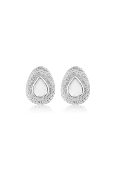 White Mirror Boondein Studs In 18Kt Gold Plated