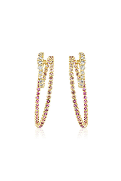 Isharya White And Pink Spiral Hoop Earrings In 18Kt Gold Plated indian designer wear online shopping melange singapore