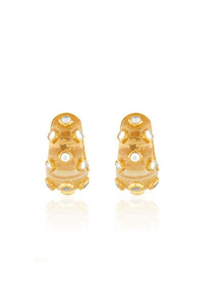 Zoori Huggie Hoops In 18Kt Gold Plated Melange Singapore Online Shopping Indian Designer Wear Isharya