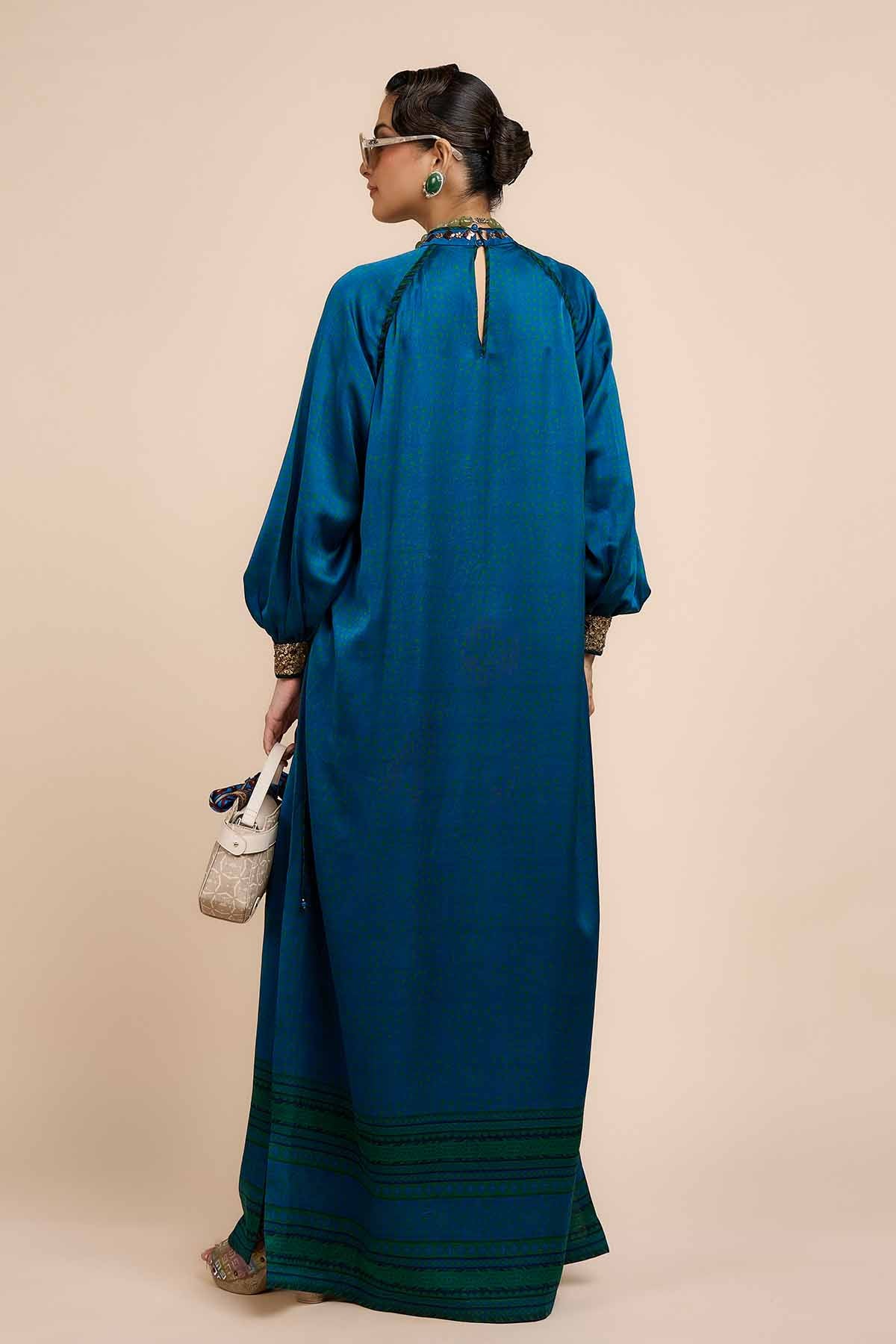 JJV.Kapurthala By JJ Valaya Cobalt Blue Kaftan Indian designer wear online shopping melange singapore 

