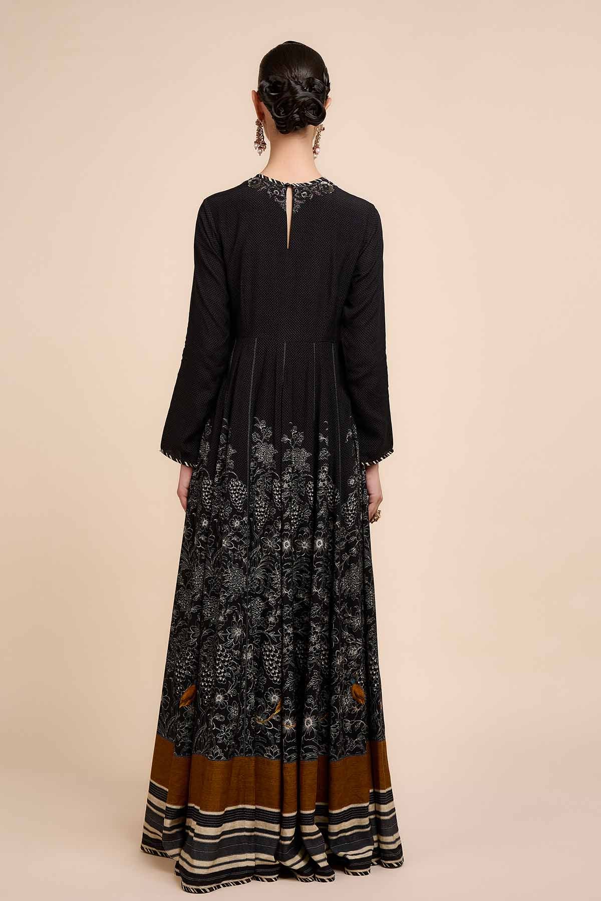 JJV.Kapurthala By JJ Valaya Noir Ochre Anarkali Indian designer wear online shopping melange singapore 